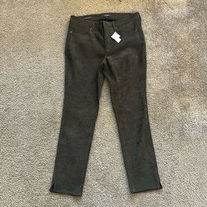 NYDJ Alina Skinny Pant. Size 6. Suede material— olive green/gray.
